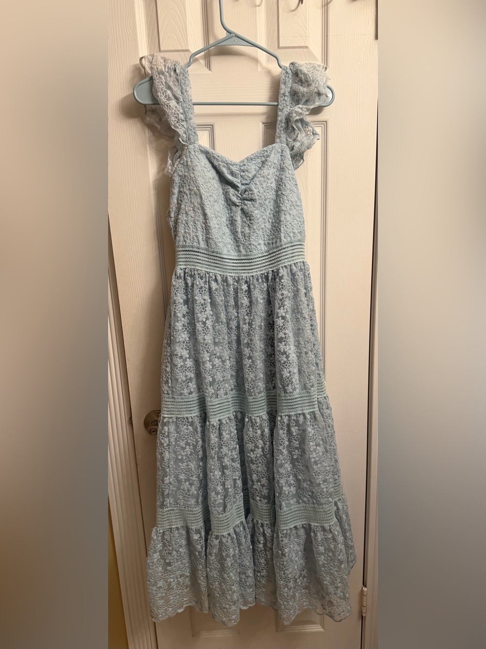 Light Blue Lace Tiered women’s dress
